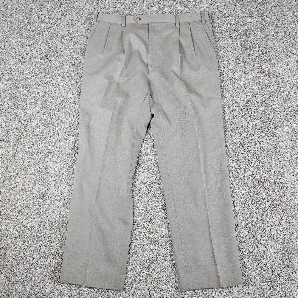 Pendleton Pants Mens Beige Wool 36x29 Wool Pleated Vintage Y2K Trouser Slacks